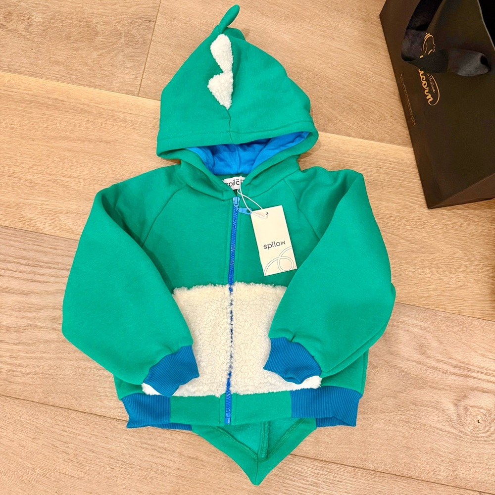 Spilow fluffy dino cardigan 3-4y